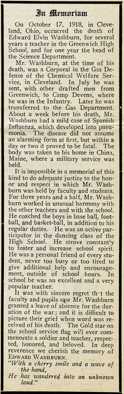 In Memoriam. The Green Witch, November 1918