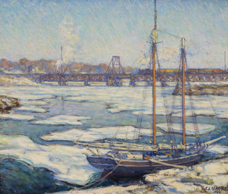 Elmer Livingston MacRae (1875-1953) Schooner in the Ice, 1900, Oil on canvas