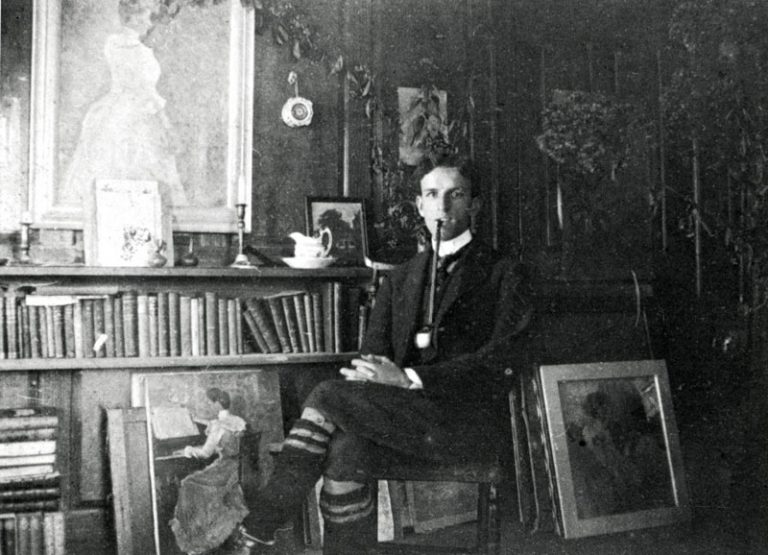 Elmer MacRae in his Studio