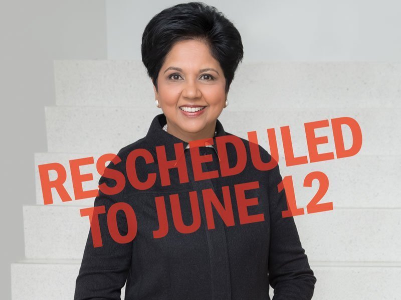 Indra Nooyi rescheduled to June 12