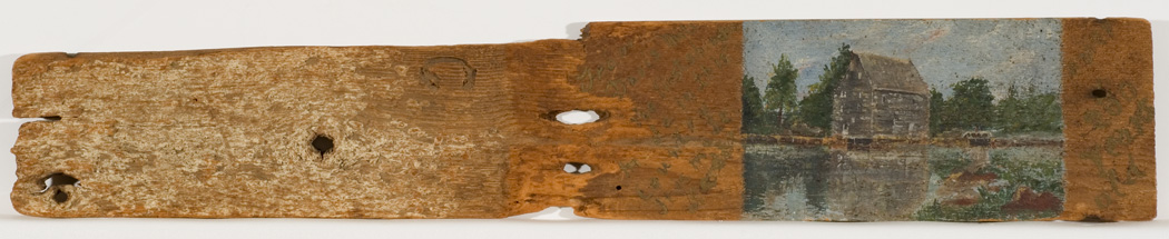 Painting of Davis Mill painted on shingle from the mill, date unknown