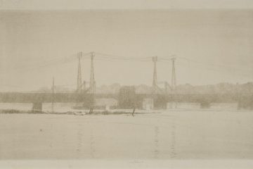 Railroad Bridge etching by Kerr Eby