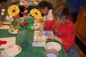 kids painting at Greenwich Historical