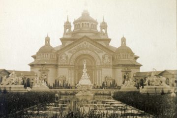 Greenwich Historical Society. Helen Binney Kitchel Papers (MS 11). Pan-American Exposition in Buffalo, New York, September 1901. Horticulture Building. 3.25"x3.25" [Box 12, Scrapbook 8, Vault I.C.5]