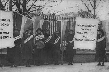 Suffragists protest in front of the White House